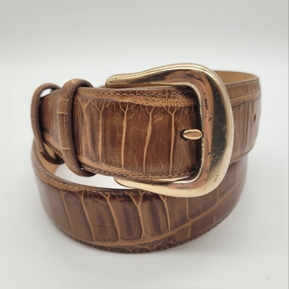 BRIGHTON | vintage 1995 90s embossed leather belt - Picture 1 of 7